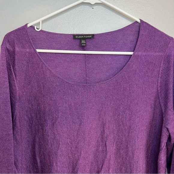 Eileen Fisher Womens Sleek Wool Alpaca Blend Crew Neck Sweater Purple Size M - Picture 3 of 13